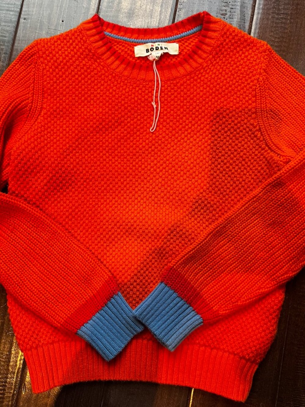 Mini Boden Chunky Cotton Sweater Mandarin Orange